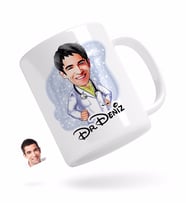 BK Gift Kişiye Özel Erkek Doktor Karikatürlü Beyaz Kupa Bardak-1