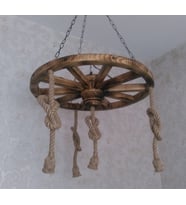 Otantik Çarşı Ahşap Halatlı Teker Avize 70 cm. 4'lü