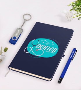 BK Gift Kişiye Özel Doktor Temalı Lacivert Defter Kalem 32gb USB Bellek Hediye Seti-14 (Model 1)