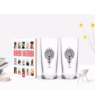 BK Gift Kişiye Özel Renkli Baskılı Kaligrafi Harfli İkili Rakı Bardağı ve Rakı Cep Kitabı Hediye Seti-2 (Model 1)