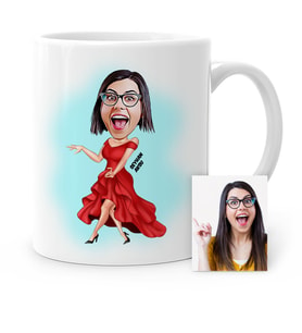 BK Gift Kişiye Özel Bayan Manken Karikatür Beyaz Kupa Bardak  1