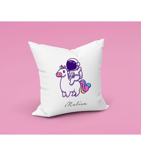 Astronot Unicorn Uzay Yastığı Kişiye Özel