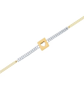 Diamond Line-Gülaylar Altın 14 Ayar Kalp Bileklik