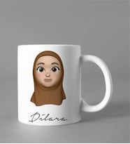 Emoji Kız Tesettürlü Stiker Kupası Kişiye Özel