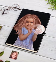 BK Gift Kişiye Özel Kız Çocuk İllüstrasyon Tasarımlı Siyah Defter-2