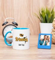 Arkeolog Mavi Kupa Bardak ve Mavi Mini Fotoğraf Çerçevesi