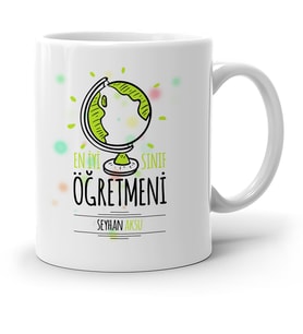 BK Gift Kişiye Özel En İyi Sınıf Öğretmeni Beyaz Kupa Bardak  3