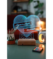 Kişiye Özel Kalp & İsim & Tarih 3D Led Tasarım Lamba