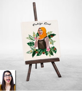 BK Gift Kişiye Özel Türbanlı Karikatürlü Doğal Taş 39787