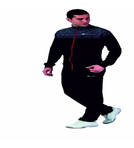 Crozwise 1222 Dalgıç Kumaş Regular-Fit Astarsız Erkek Eşofman Takım (Siyah-Kırmızı)