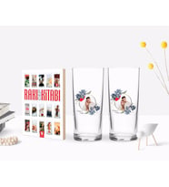 BK Gift Kişiye Özel Renkli Baskılı İsimli Fotoğraflı İkili Rakı Bardağı ve Rakı Cep Kitabı Hediye Seti-34 (Model 1)