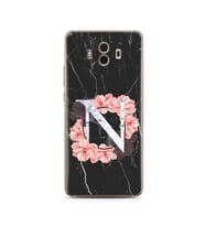 Mermer Çiçekli Harf Tasarım Süper Şeffaf Silikon Telefon Kılıfı Huawei Mate 10 P
