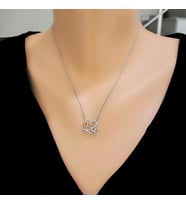 925 Ayar Gümüş Love Yazılı Kalp Kolye, Beyaz - Beyaz Taş