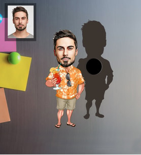 Kişiye Özel Erkek Karikatürlü Ahşap Magnet Model-10