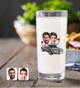 BK Gift Kişiye Özel Kankalar Karikatürlü Rakı Bardağı-1 (Beyaz)