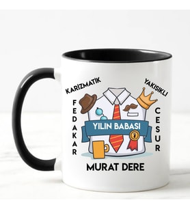 Babalar Günü Hediyesi İsimli Kupa Bardak Siyah