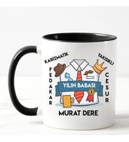 Babalar Günü Hediyesi İsimli Kupa Bardak Siyah
