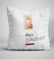 BK Gift Kişiye Özel Fotoğraflı Dayı Anlamı Yastık (Beyaz)