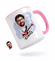 BK Gift Kişiye Özel Erkek Gitarist Karikatürlü Pembe Kupa Bardak-2