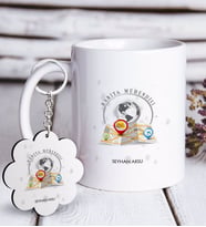 BK Gift Kişiye Özel Mesleki Harita Mühendisi Beyaz Kupa ve Anahtarlık Hediye Seti-1 (Model 1)