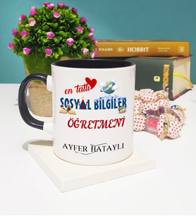 Mesajlı Sosyal Bilgiler Öğretmeni Kupa Bardak Siyah