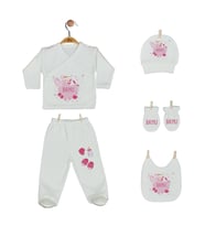 Pia Baby GL 2005 İsme Özel Leylekli Beşli Zıbın Set