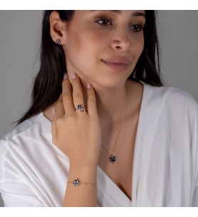 Else Silver Mistik Topaz Taşlı Gümüş Yonca Set