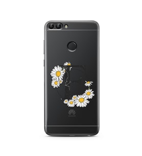 Papatya Harf Tasarım Süper Şeffaf Silikon Telefon Kılıfı Huawei P Smart  F-Harfi