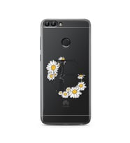Papatya Harf Tasarım Süper Şeffaf Silikon Telefon Kılıfı Huawei P Smart  F-Harfi
