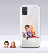BK Gift Kişiye Özel Sevgililer Karikatürlü Samsung Galaxy A51 İnce Şeffaf Silikon Telefon Kapağı-11 (Beyaz)
