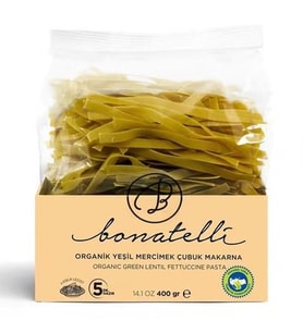 Bonatelli Organik Makarna Yeşil Mercimek Unlu Çubuk Makarna 400 g e