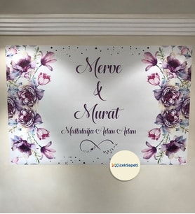 100x70cm Söz, Nişan, Kına Gecesi, Düğün İçin Kişiye Özel Branda Afiş Arka Fon