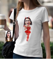 BK Gift Kişiye Özel Şeytan Kadın Karikatür Beyaz Tişört  1