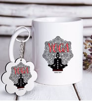 BK Gift Kişiye Özel Mesleki Yoga Eğitmeni Beyaz Kupa ve Anahtarlık Hediye Seti-2 (Model 1)