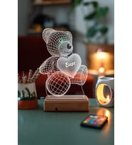 Kişiye Özel 3D Aşk Ayıcık Masaüstü Led Lamba