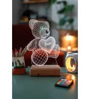 Kişiye Özel 3D Aşk Ayıcık Masaüstü Led Lamba