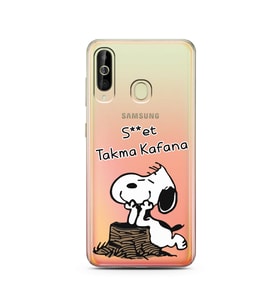 Snoopy Tasarımlı Süper Şeffaf Silikon Telefon Kılıfı Samsung A60