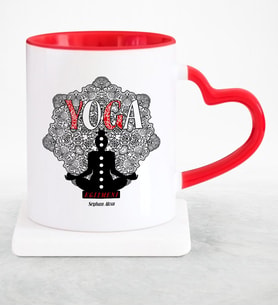 BK Gift Kişiye Özel Mesleki Yoga Eğitmeni Kırmızı Kalpli Kupa Bardak  2