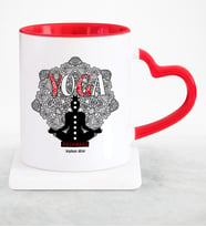BK Gift Kişiye Özel Mesleki Yoga Eğitmeni Kırmızı Kalpli Kupa Bardak  2