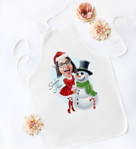 BK Gift Kişiye Özel Yılbaşı Temalı Bayan Karikatürlü Mutfak Önlüğü - 2