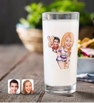 BK Gift Kişiye Özel Sevgililer Karikatürlü Rakı Bardağı-30 (Beyaz)
