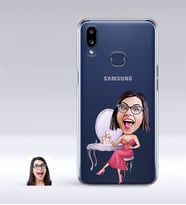 BK Gift Kişiye Özel Bayan Karikatürlü Samsung Galaxy A10s İnce Şeffaf Silikon Telefon Kapağı-23 (Beyaz)