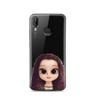 Kıvırcık Saçlı Kız Tasarımlı Süper Şeffaf Silikon Telefon Kılıfı Huawei P20 Lite