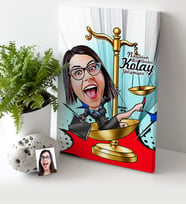 BK Gift Kişiye Özel Bayan Avukat Karikatür Kanvas Tablo 30x50cm 4