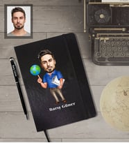 Kişiye Özel Öğretmen KarikatürlüSiyah Defter Kalem Hediye Seti  Bay-10