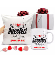 Anestezi Doktoru Kupa Bardağı ve Yastığı Hediye Seti (Model 1)