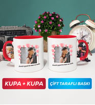 İkili Sevgiliye Sevgililer Günü Hediyesi 12 Kupa Bardak Kırmızı