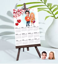 BK Gift Kişiye Özel 15x21 cm Fotoğraf Kartlı Sevgililer Karikatürlü Şövaleli 2024 Takvim -54 (Beyaz)