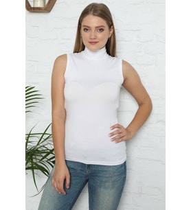 Akbeniz Bayan Sıfır Kol Yarım Balıkçı Yaka Body 262B