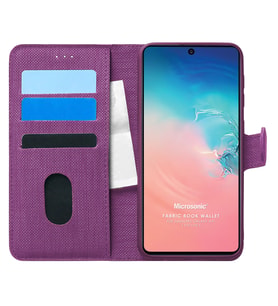Microsonic Samsung Galaxy S10 Lite Kılıf Fabric Book Wallet Mor